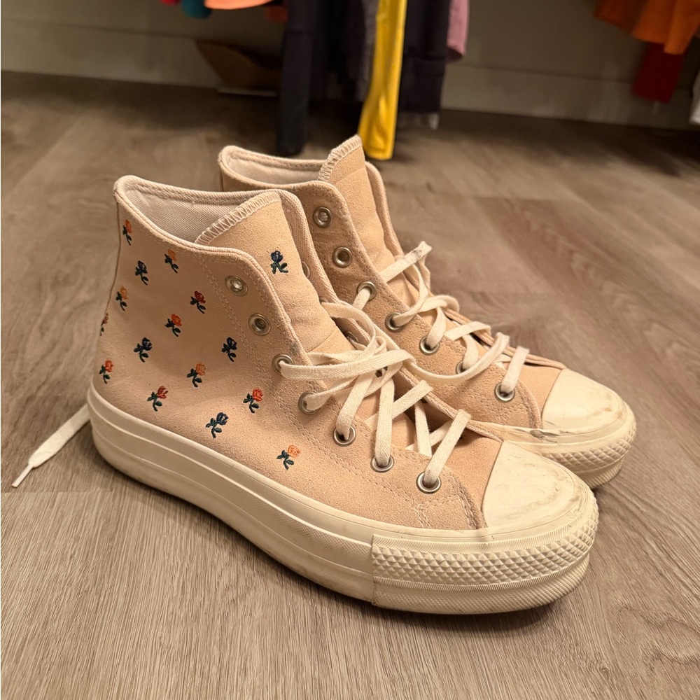 Floral High-Top Platform Sneakers